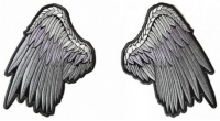 Silver Angel Wings 2 Piece Patch Set | Embroidered Patch